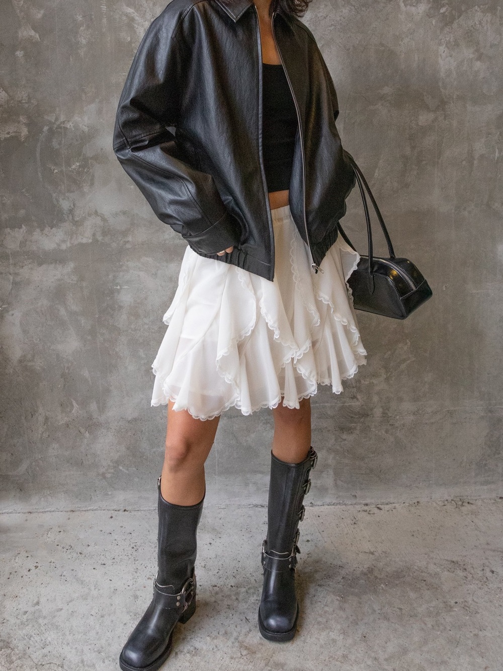 OAK + FORT Ivory Ruffle Mini Skirt (S) *NEW* - Picture 1 of 3